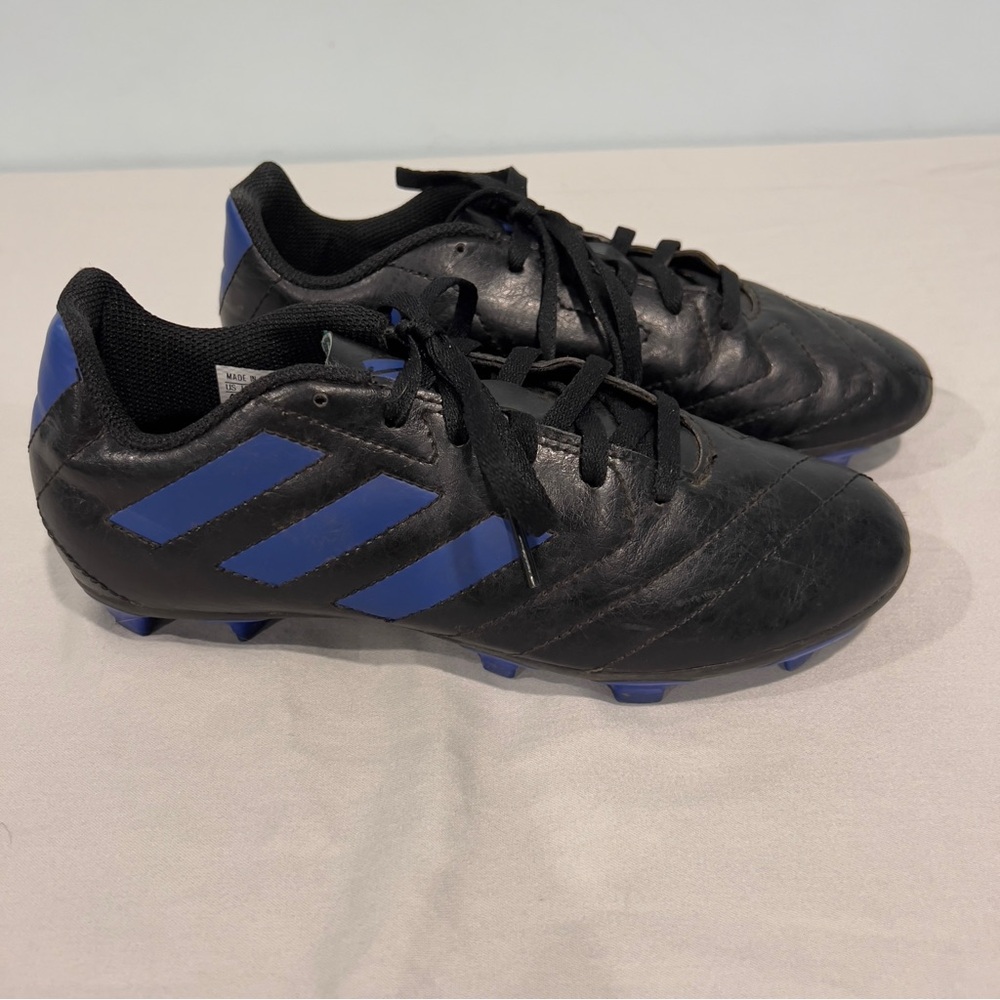 Adidas Kids Youth Sz 4 Cleats Baseball Softball Soccer, Black, Blue